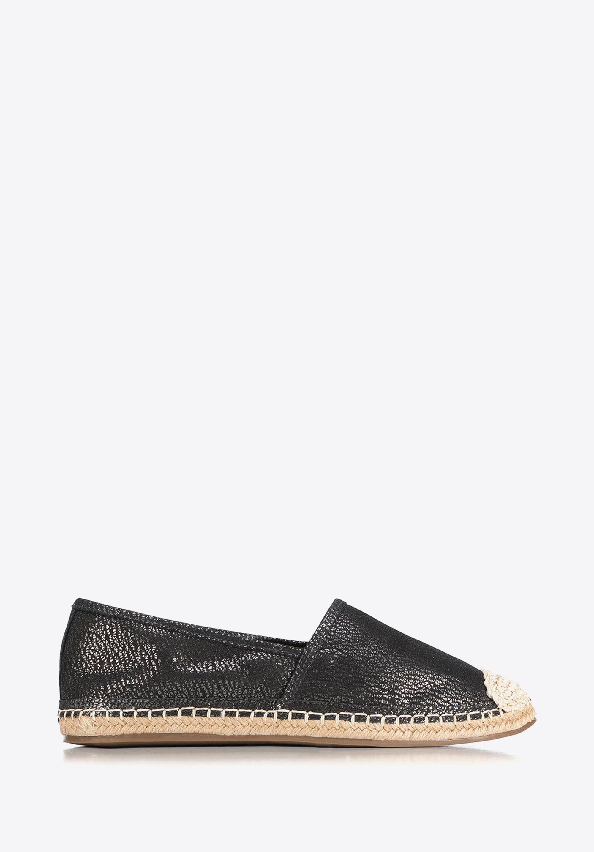 Damskie espadryle z połyskliwego nubuku czarne