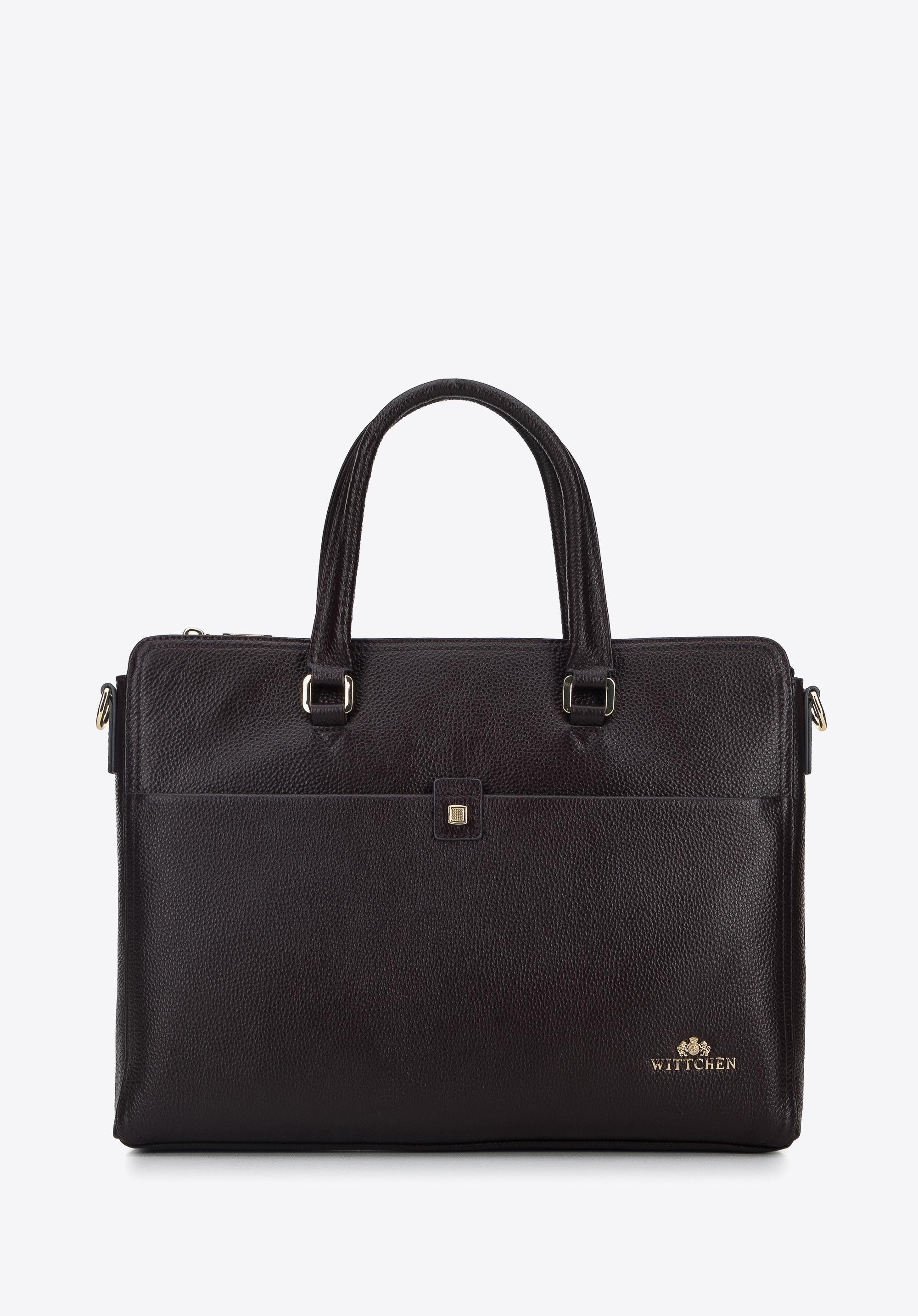Damska torba na laptopa 12” skórzana z etui brązowa