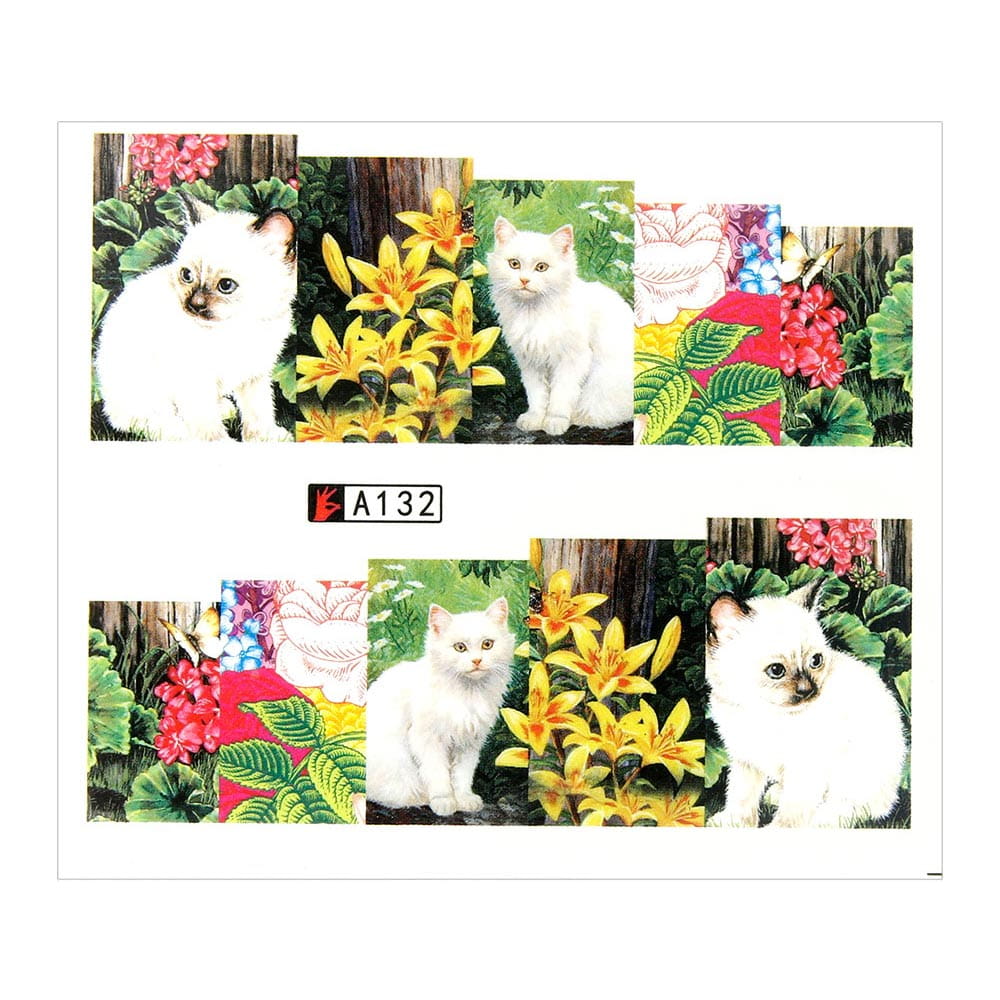 Naklejki wodne do paznokci arkusz 6,5 x 5,5cm na 10 palców A Nr 132