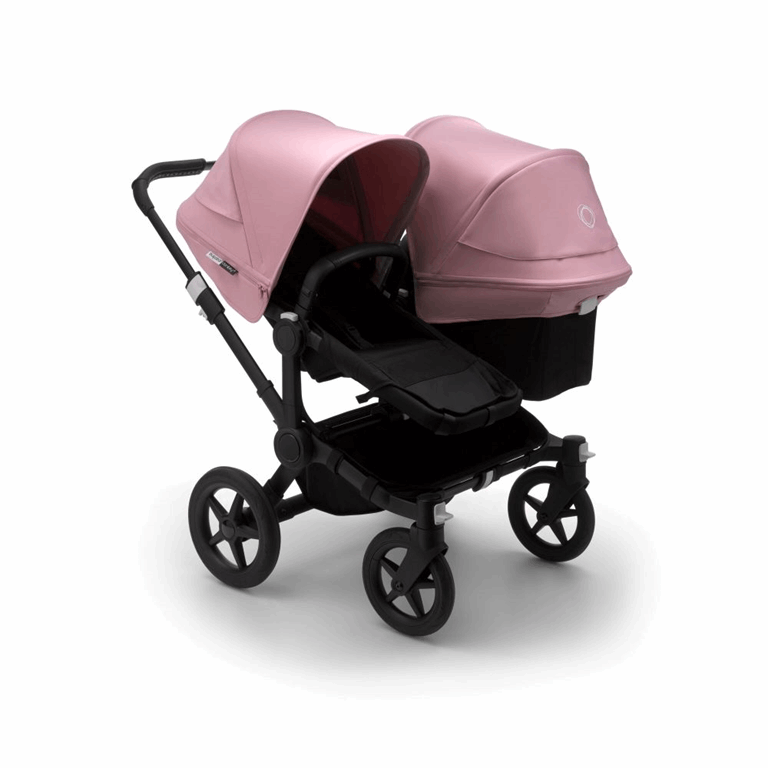 Bugaboo, Donkey3 Duo - wózek głęboko-spacerowy dla dwójki dzieci w różnym wieku -Black-Black-Soft Pink