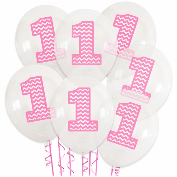 Balony urodzinowe na Roczek, przezroczyste, 5 szt.