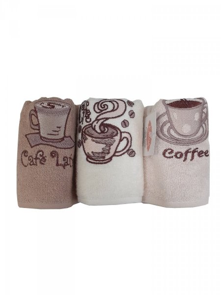 Komplet ręczników trzyczęściowy CAFFE PRIMA 3x 30x50 wz. 3217/V2