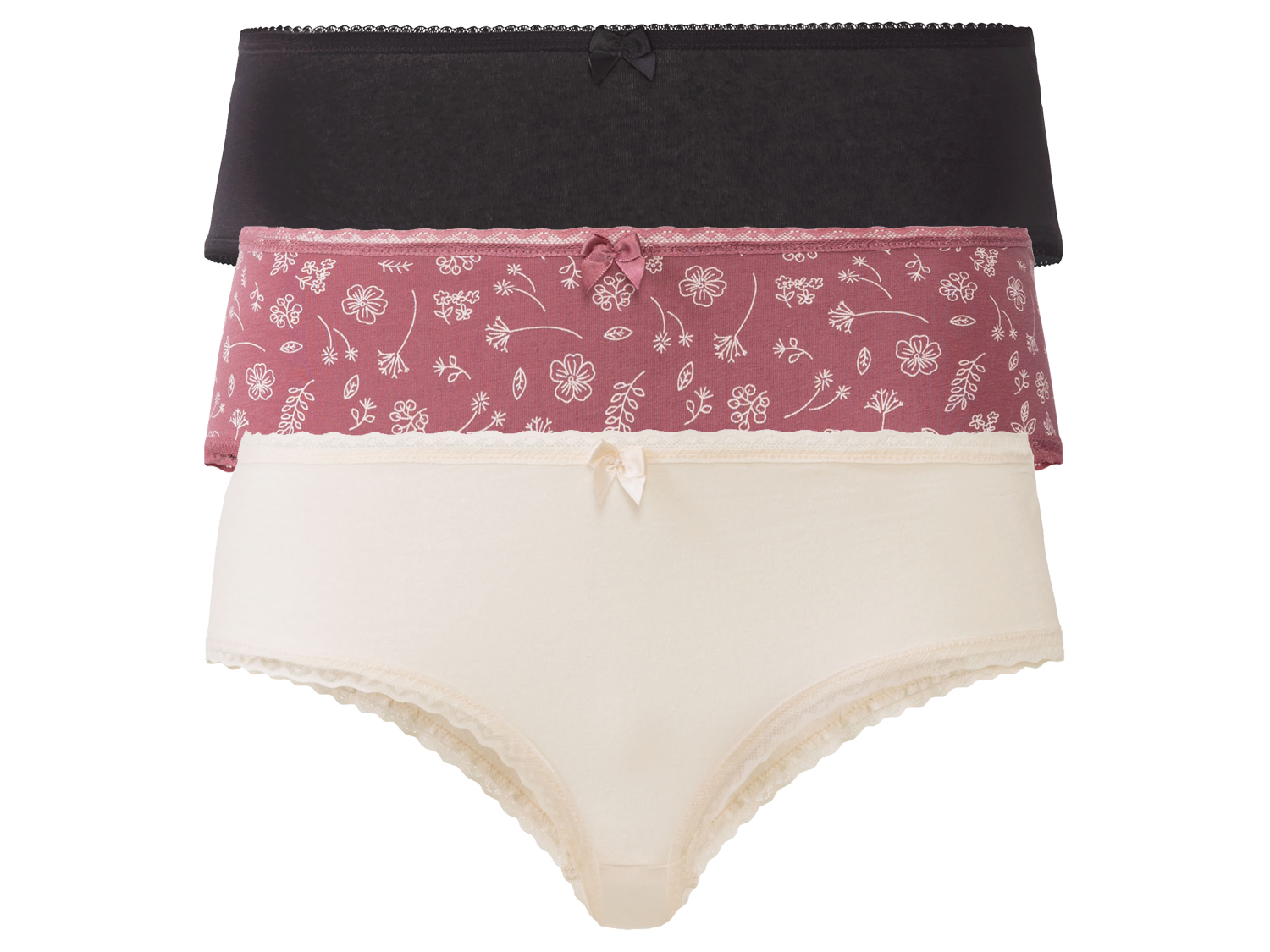 esmara Figi damskie z biobawełną, 3 pary Czarny/różowy/pudrowy, Xl48/50