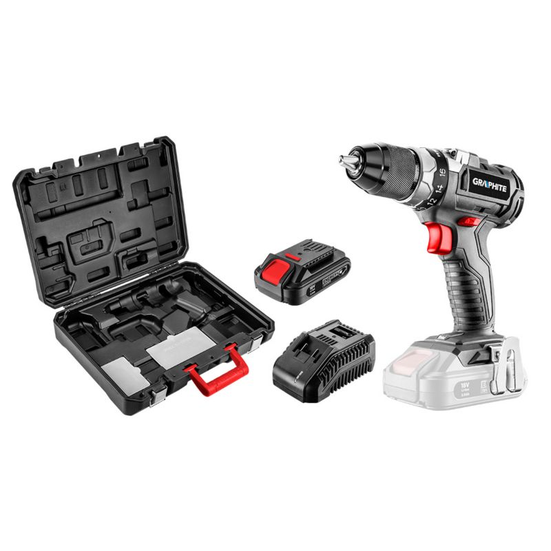 Wiertarko-wkrętarka akumulatorowa GRAPHITE bezszczotkowa Energy+ 18V, Li-Ion, 13 mm, akumulator 2Ah, ładowarka, walizka 1 kpl