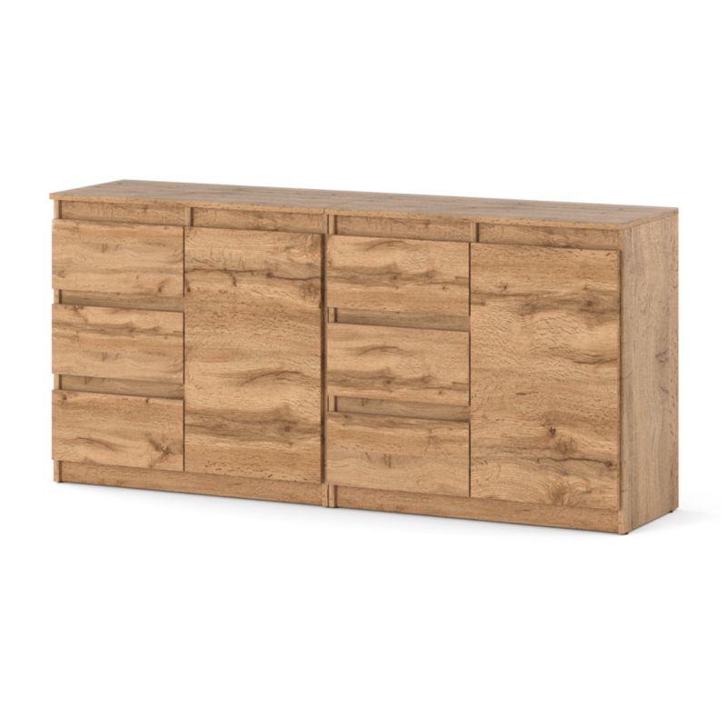 Komoda Hurtownia-Mebli Szuflady 6 Agna Mini 160cm Dąb Wotan Dąb Wotan 160x35x75 cm 1szt.