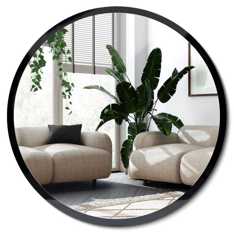 Lustro Okrągłe Ścienne Loft Wallfluent 100 cm w Czarnej Ramie 1 szt.