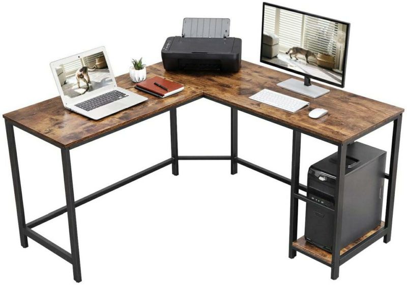 Biurko Narożne Loft SONGMICS Brązowe 138x138x75 cm 1 szt.