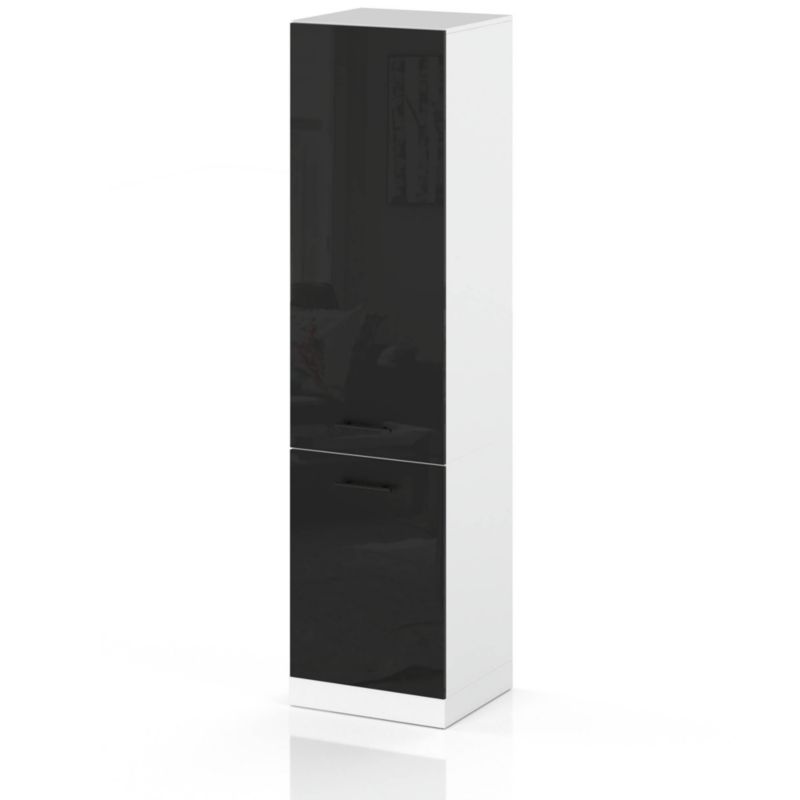Szafka Kuchenna Hurtownia-Mebli Stojąca Słupek S60 sPremium 60cm Biały Mat Czarny Połysk 60x58x211 cm 1szt.
