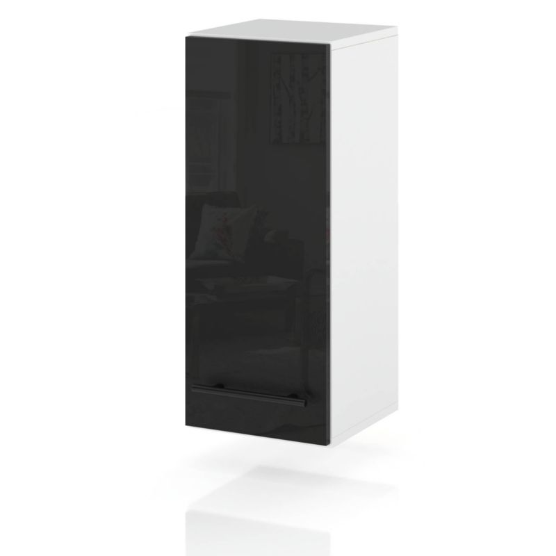 Szafka Kuchenna Hurtownia-Mebli Wisząca W20 sPremium 20cm Biały Mat Czarny Połysk 20x32x72 cm 1szt.