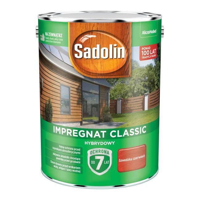 Impregnat do drewna Sadolin Hybrydowy szwedzka czerwień 4,5 l