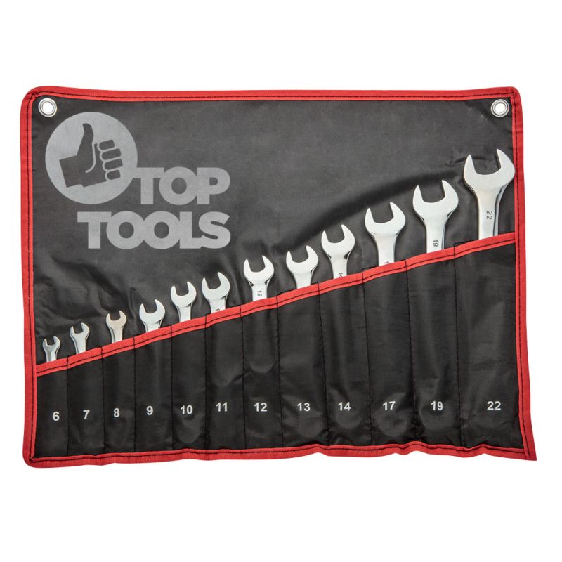 Klucze płasko-oczkowe Top Tools 6-22 mm, dwunastokątny kształt oczka zestaw 12 szt. 1 kpl