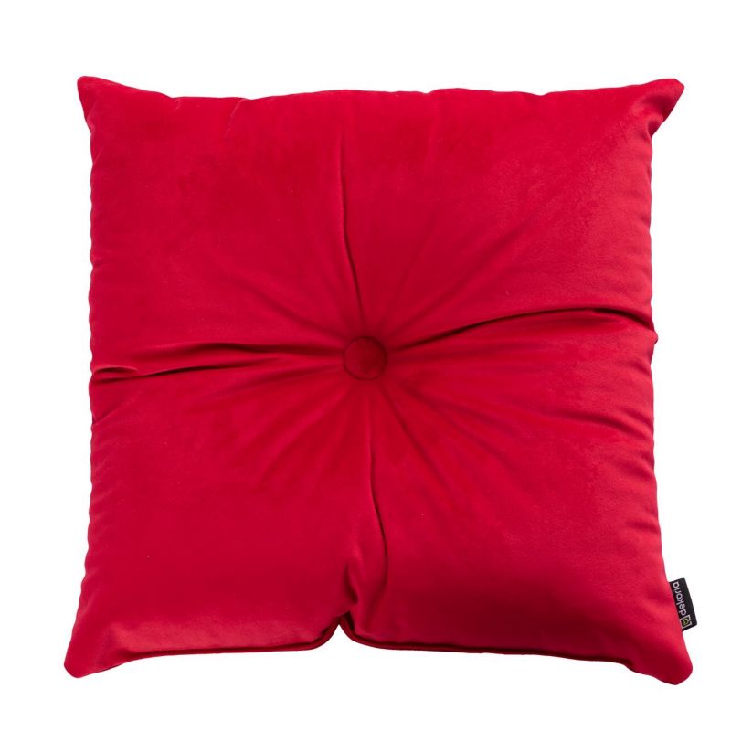 Poduszka kwadratowa Velvet z guzikiem Dekoria 37 x 37cm intensywna czerwień 1 szt.