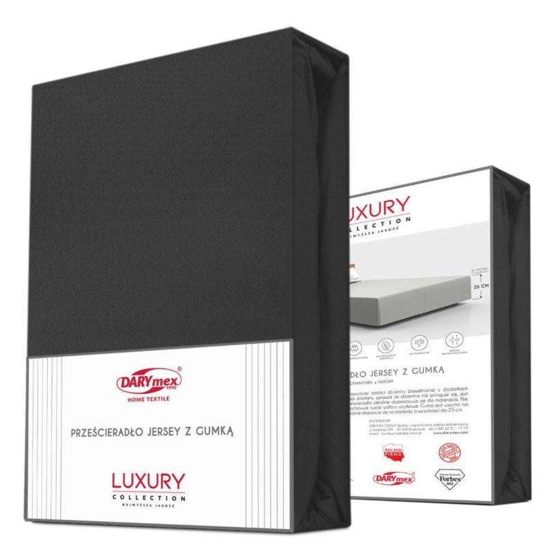 Prześcieradło jersey z elastanem z gumką Darymex 140x200 kolor czarny 1 szt.