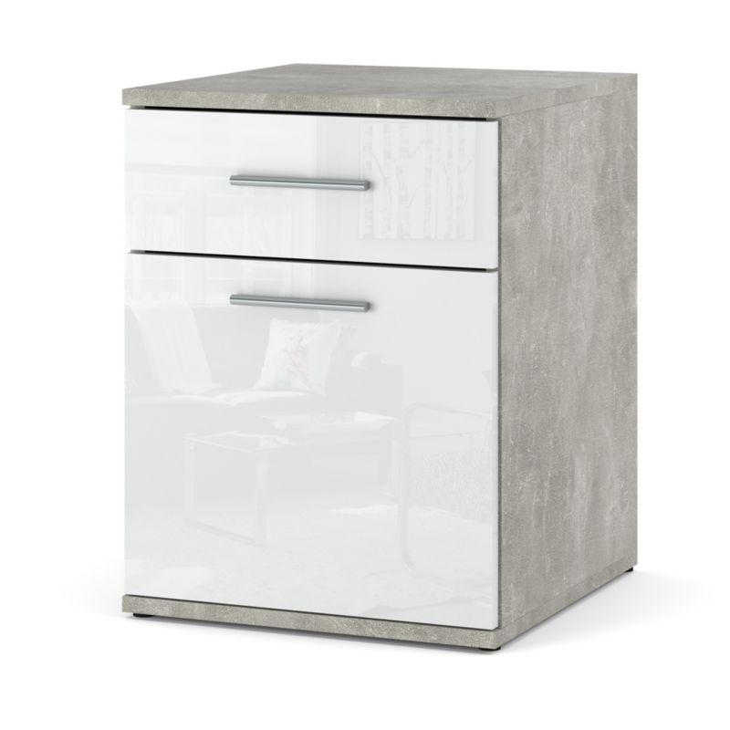 Szafka Nocna Hurtownia-Mebli Szuflady 1 Olga 40cm Beton Biały Połysk 40x40.5x52 cm 1szt.
