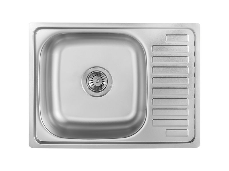 Zlewozmywak Jednokomorowy, Kuchinox, Inox, Junak, Stal, 65x50cm, z ociekaczem, z syfonem, 1szt
