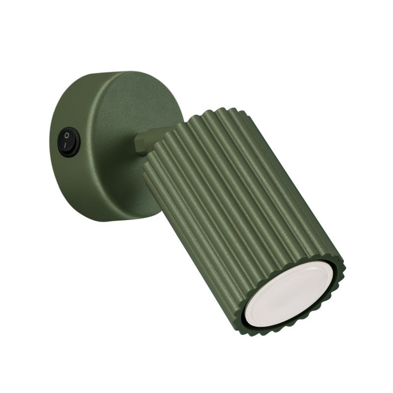 Kinkiet ścienny Sollux Lighting Karbon zielony oliwkowy z włącznikiem do sypialni 1 x GU10 x 10W IP20 wym: 16 x 8 x 8 cm - 1 szt.