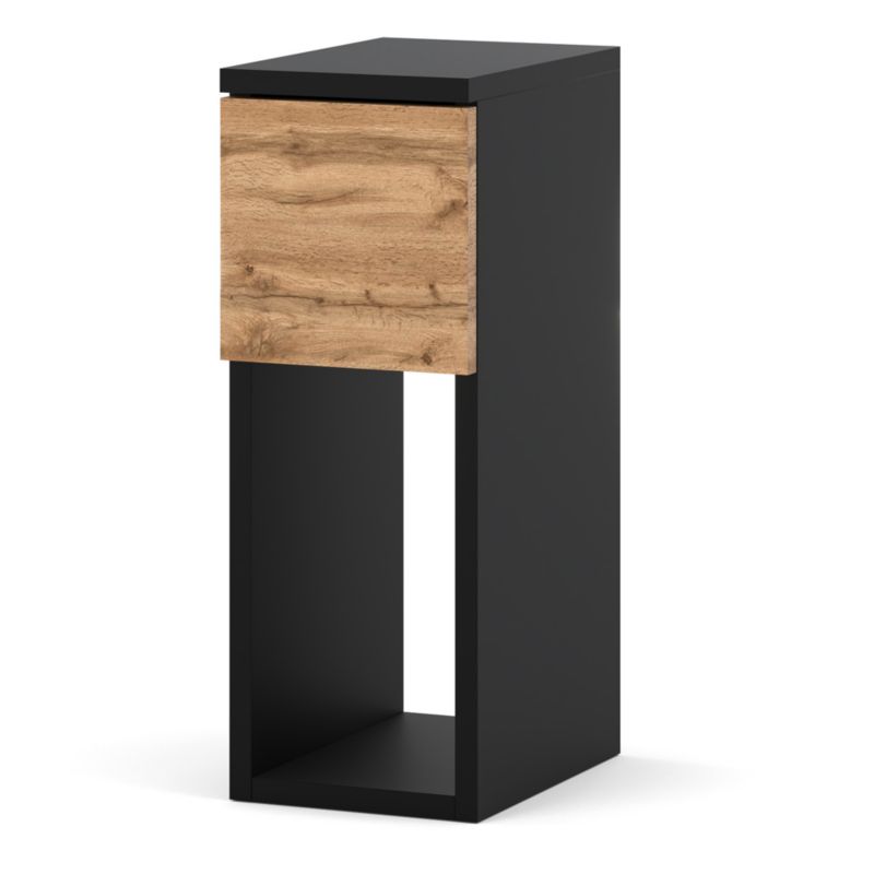 Szafka Nocna Hurtownia-Mebli Szuflady 1 FIGO 20cm Czarny Mat Dąb Wotan 20x30x55 cm 1szt.