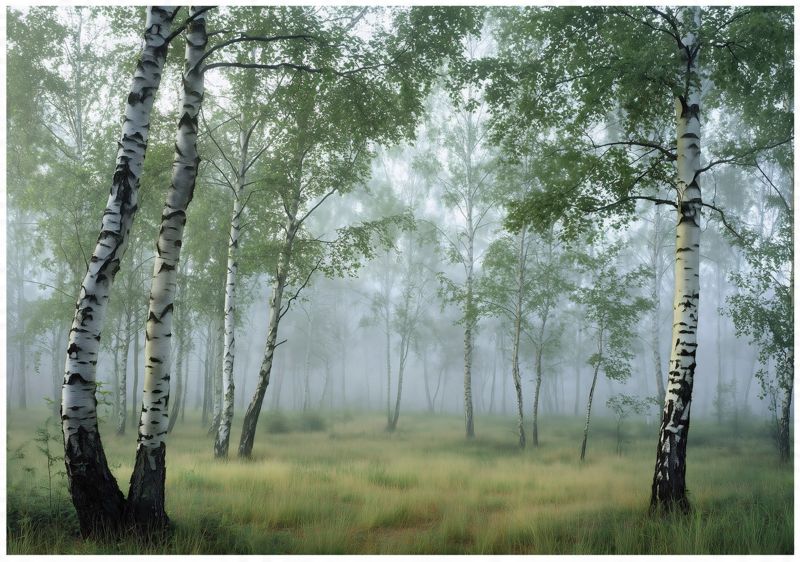 Fototapeta Las Brzozowy Drzewa Zielony WALLARENA 350x250 cm Tapeta Do Sypialni Salonu Kuchni 1 szt.
