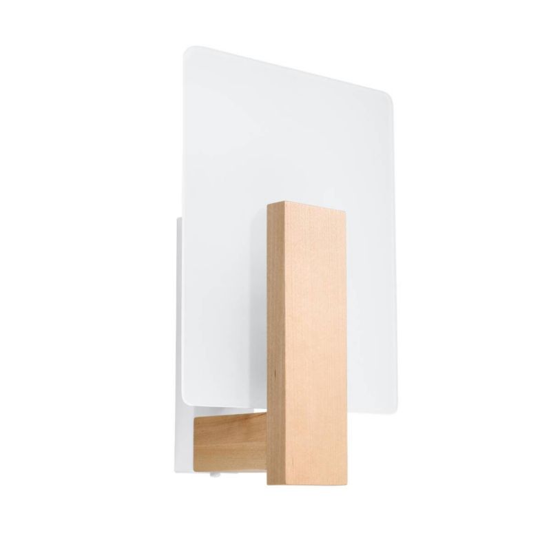 Kinkiet ścienny Sollux Lighting Lappo naturalne drewno styl nowoczesny 1 x E14 x 10W IP20 wym: 9,5 x 12 x 16 cm - 1 szt.