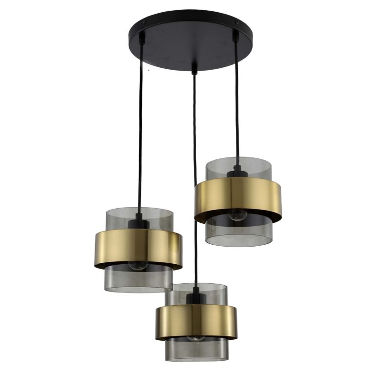 Lampa sufitowa wisząca Light Prestige Miele 5169 złoto-dymny szerokość 28 cm 3xE27 x 40W 1 szt.