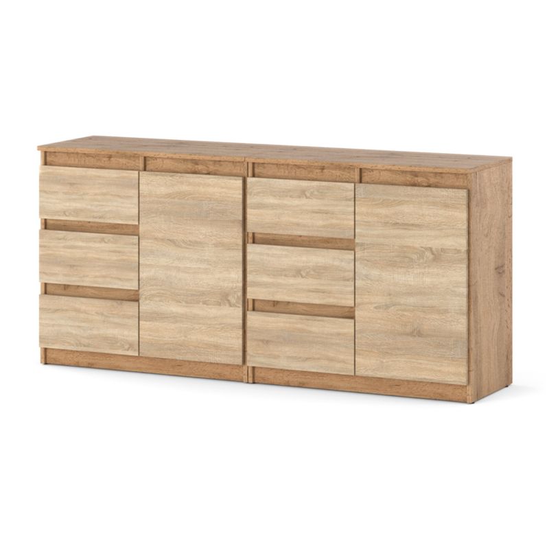Komoda Hurtownia-Mebli Szuflady 6 Agna Mini 160cm Dąb Wotan Dąb Sonoma 160x35x75 cm 1szt.