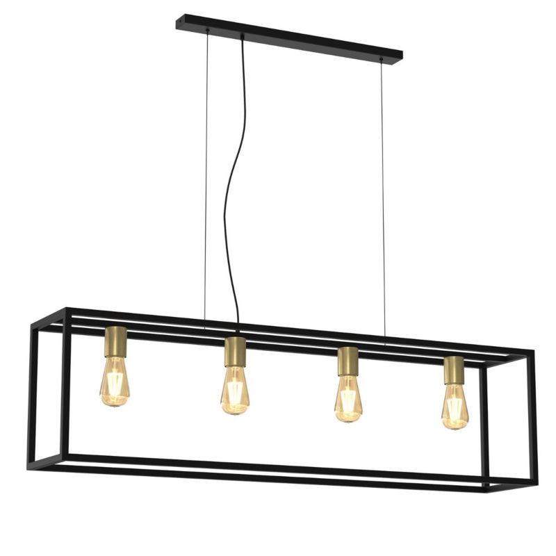 Lampa wisząca Luminex Frame 4174 czarny mat-mosiądz antyczny-patyna industrialna 4xE27 x 15W 1 szt.