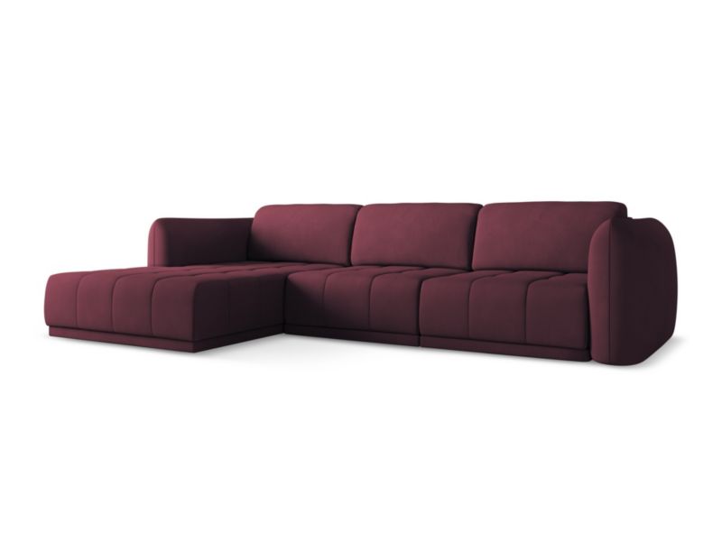 Narożnik lewostronny Makamii Hoku z tkaniny szenilowej 290x170 cm bordo 1 szt.