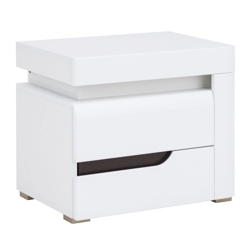 Szafka nocna Lewa IVORY Mebel Elite 54 cm Biała / biały połysk Nowoczesna 1 sz