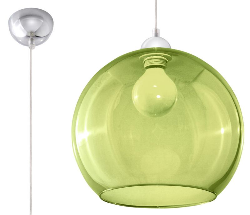 Lampa sufitowa wisząca Sollux Lighting Ball 7539 chromowana-zielona szerokość 30 cm 1xE27 x 60W 1 szt.