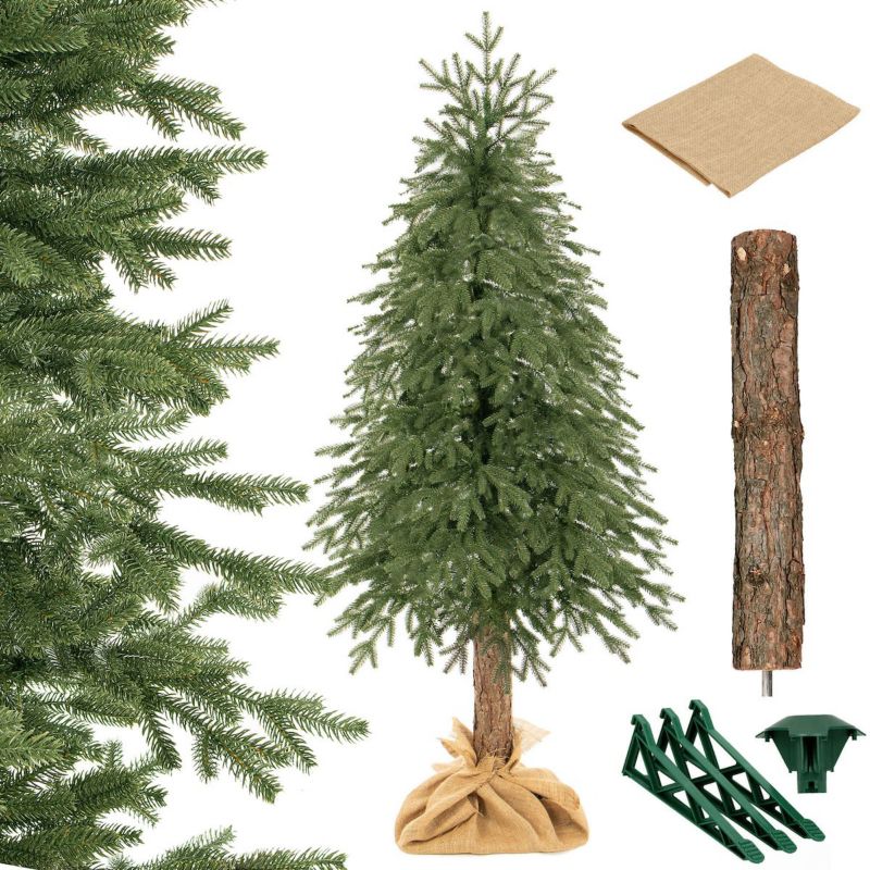 Choinka sztuczna na pniu Springos 220 cm świerk PE jak żywy, drzewko bożonarodzeniowe 1 szt.