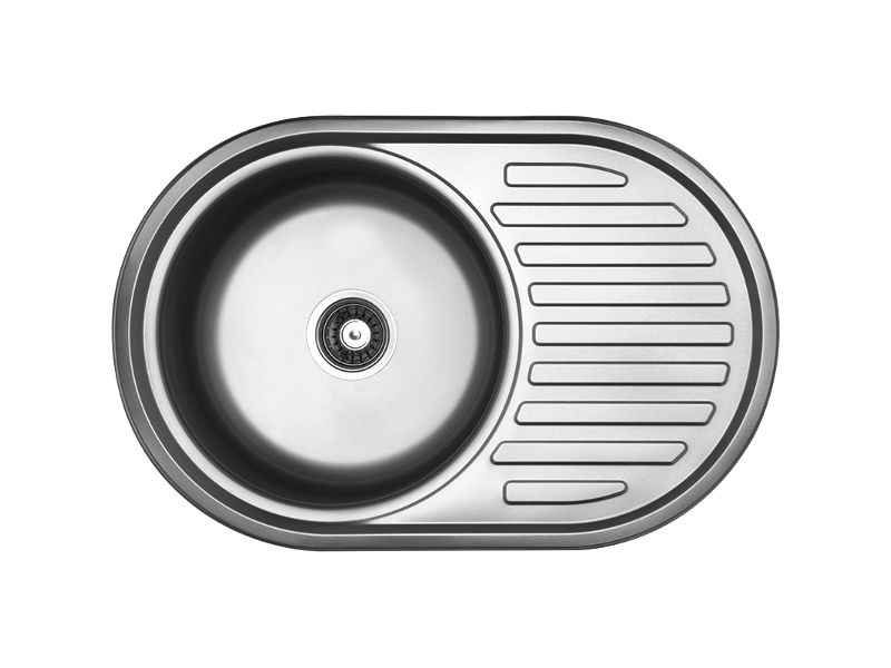 Zlewozmywak Jednokomorowy, Kuchinox, Inox, Faro, Stal, 50x77cm, z ociekaczem, z syfonem, 1szt