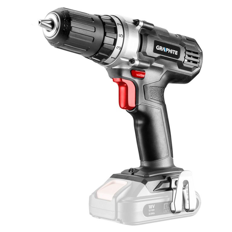 Wiertarko-wkrętarka akumulatorowa GRAPHITE Energy+ 18V, Li-Ion, uchwyt samozaciskowy 13 mm, bez akumulatora 1 szt