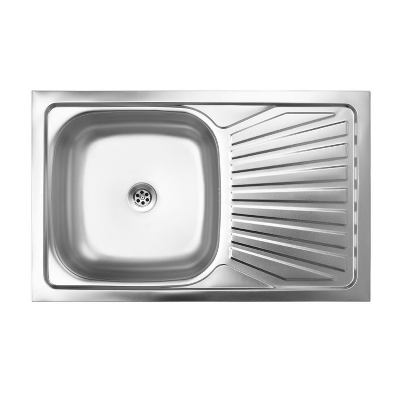 Zlewozmywak Jednokomorowy, Kuchinox, Suno 50, Inox, Stal, 50x80cm, z ociekaczem, z syfonem, 1 szt.