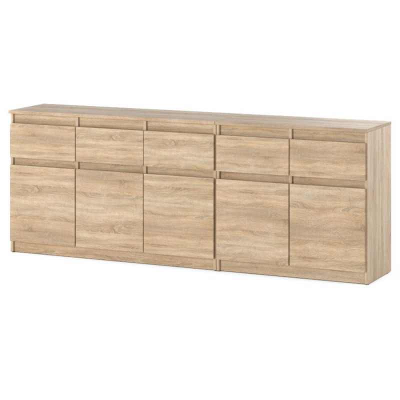 Komoda Hurtownia-Mebli Szuflady 5 Best Oleksa 200cm Dąb Sonoma Dąb Sonoma 200x35x75 cm 1szt.