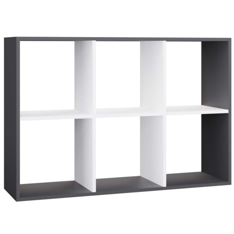 Regał Topeshop Malax 2X3 Antracyt Biel 75x30x110 cm 1 szt.