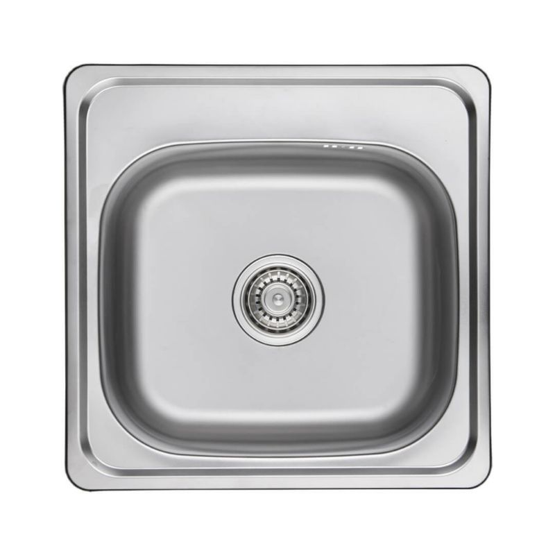 Zlewozmywak Jednokomorowy, Kuchinox, Srebrny, Standard, Stal, 47,5x47,5cm, z syfonem, 1szt
