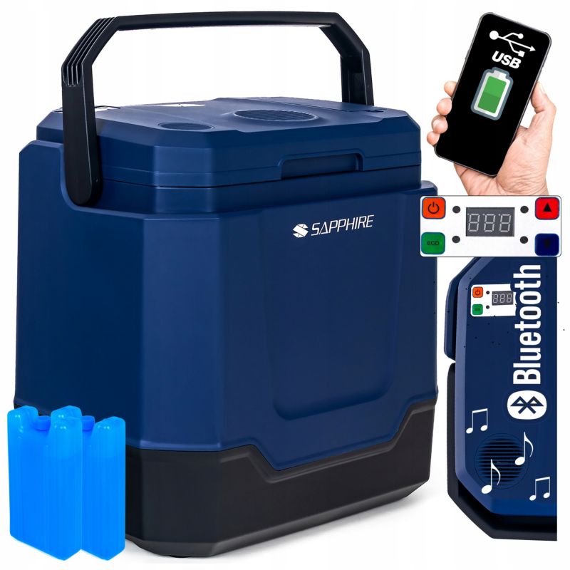 Lodówka turystyczna 33 litry samochodowa z głośnikiem Sapphire ST-1033L 12/230V USB, 1 szt.