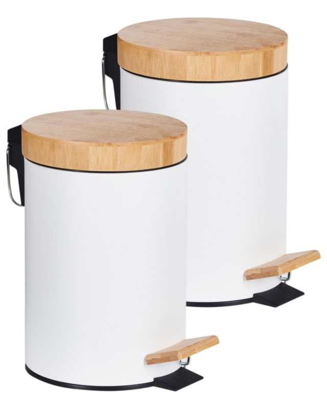 Zestaw 2 koszy na śmieci z pedałem 3 L Ecosmart Metal Biały 1 par.