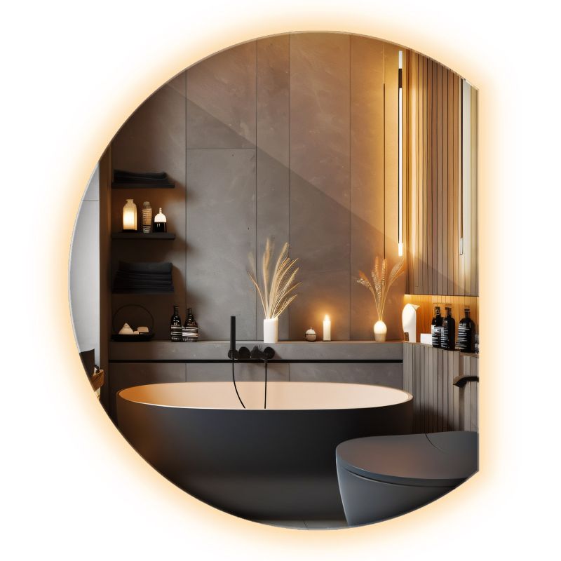 Lustro Okrągłe Ścięte Led Wallfluent 63 x 70 cm Podświetlane Łazienkowe z ciepłym światłem 1 szt.