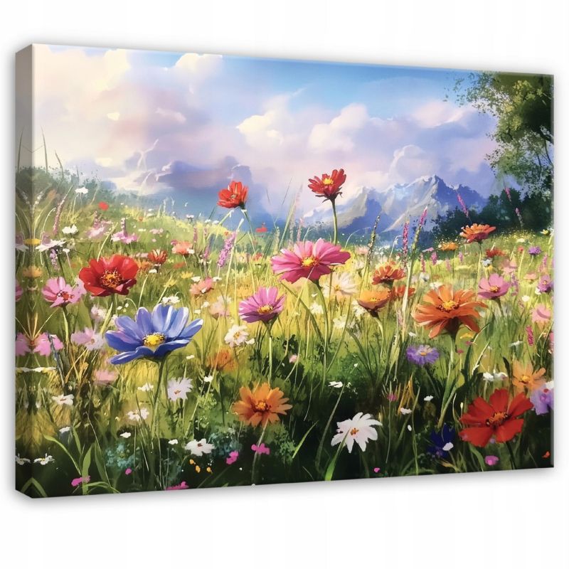 Obraz Do Sypialni Salonu Kwiaty Polne Na Płótnie Canvas WALLARENA 100x70 cm Dekoracja Ścienna 1 szt.