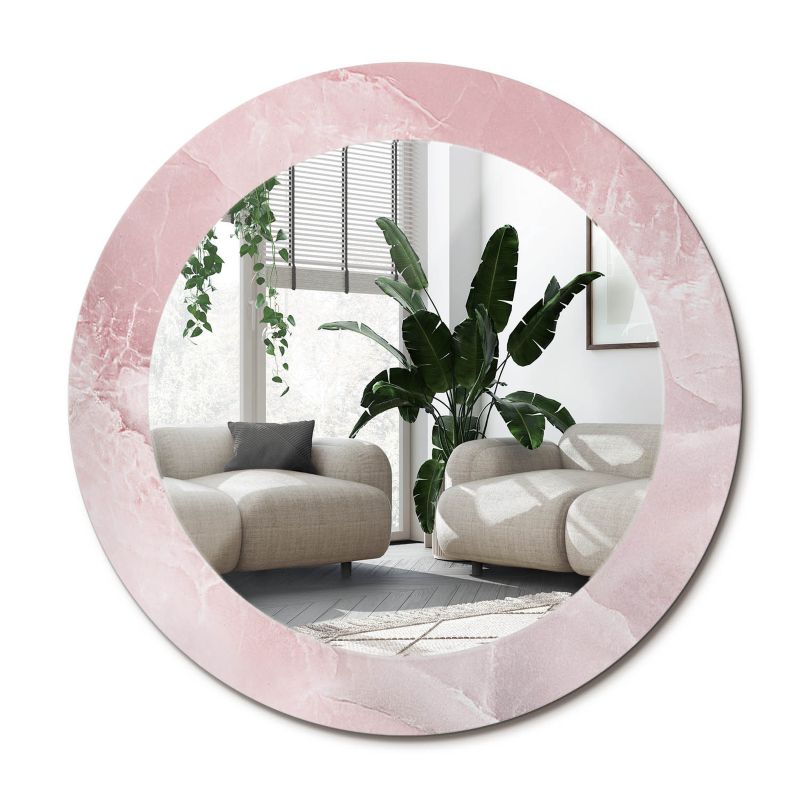 Stylowe okrągłe lustro ścienne z nadrukiem Wallfluent fi80 cm Różowy kamień 1 szt.