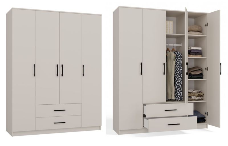 Szafa Topeshop Romana 160 bez lustra 2 szuflady 160 cm kaszmir beż 160x52x205 cm 1 szt