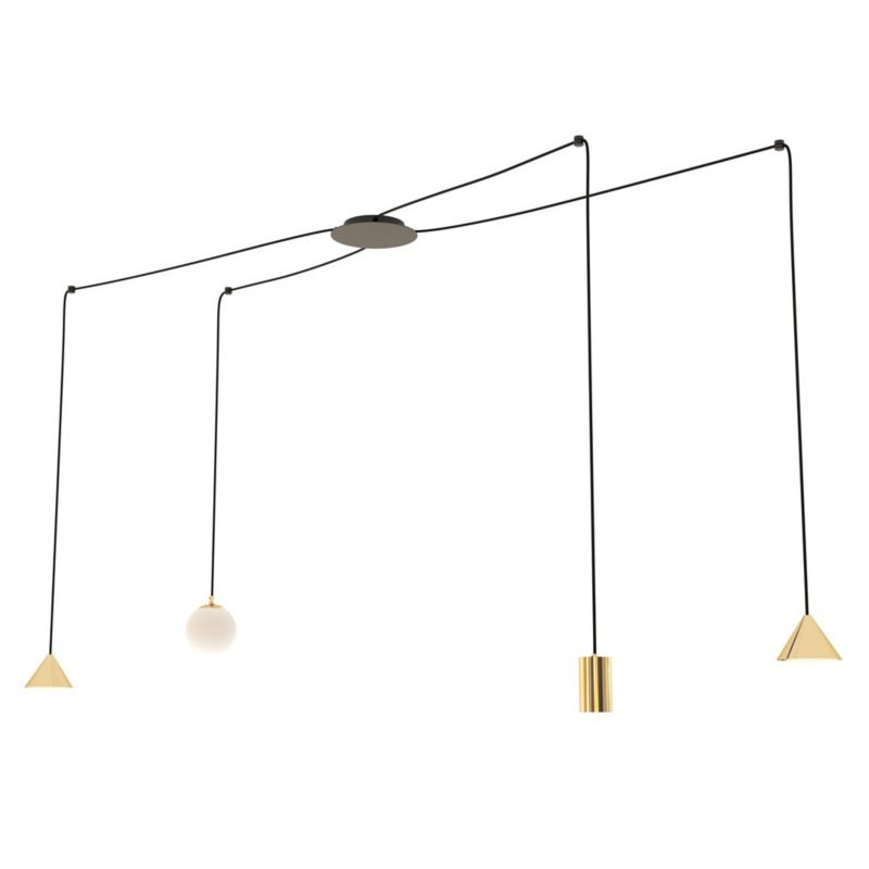 Lampa wisząca Emibig Fuji 0566 złoto-czarna designerska 4xE14 / GU10 / GX53 x 10W 1 szt.