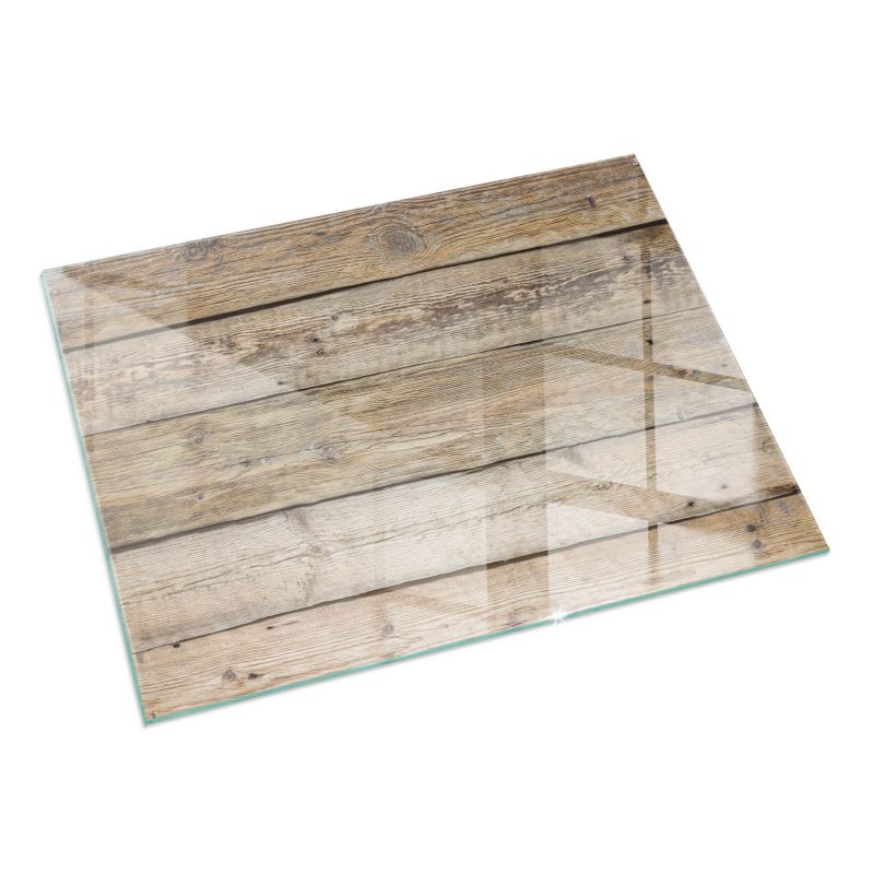 Szklana Podkładka Pod Kominek Prostokąt Wallfluent 120x80 cm Faktura drewnianych desek 1 szt.