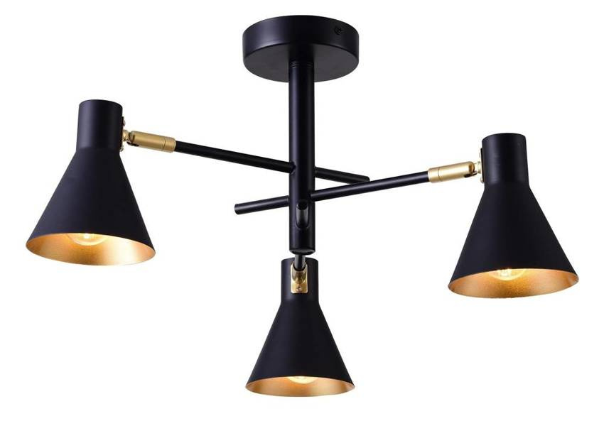 Lampa sufitowa czarno-złota mat regulowana 3x40W Less