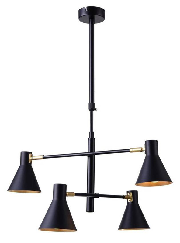 Lampa sufitowa czarno-złota mat regulowana 4x40W Less