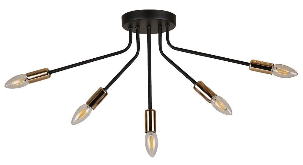 Lampa sufitowa czarno-złota 5x40W E14 Tiara