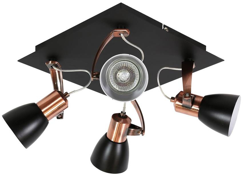 Lampa sufitowa czarno-miedziana plafon Markus