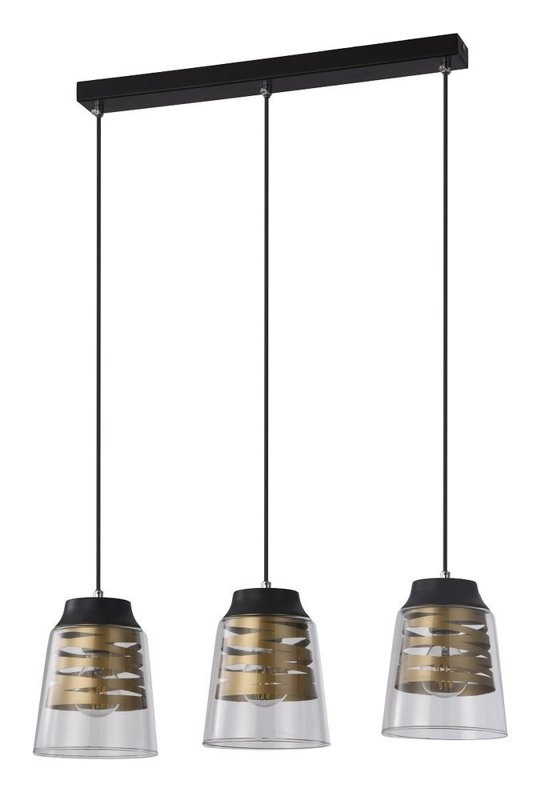 Lampa wisząca czarno-złota szklany klosz 3x60W E27 Fresno