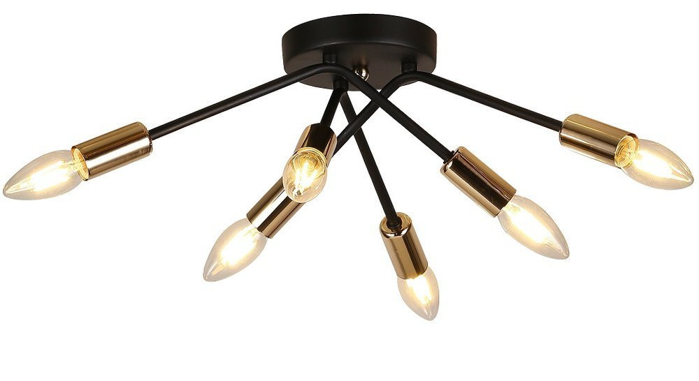 Lampa sufitowa czarno-złota 6x40W E14 Tiara